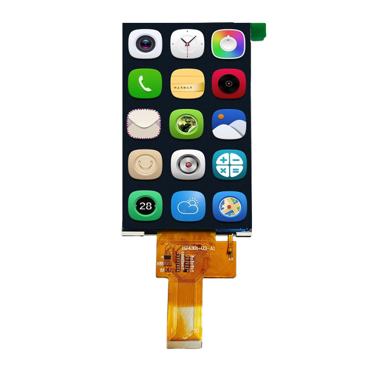 Skrin menegak TFT 4.3 inci dengan paparan flip, resolusi 480*800, antara muka MCU